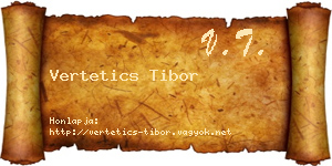 Vertetics Tibor névjegykártya